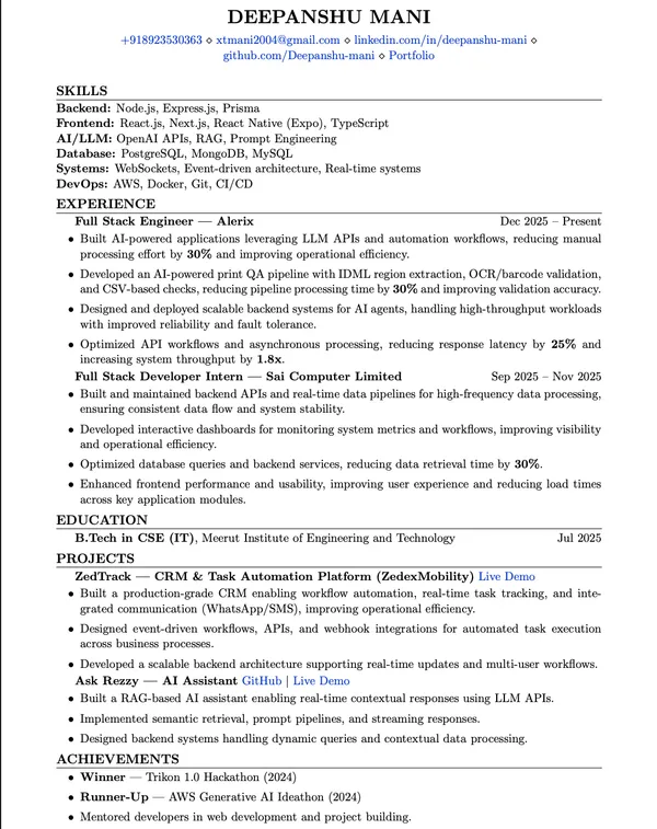 Resume preview